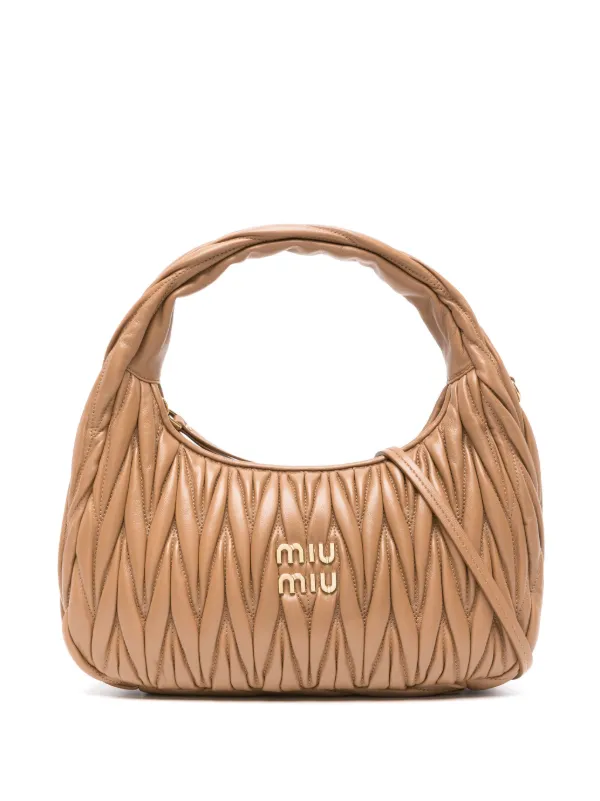 Miu Wander Small Matelasse Shoulder Bag in Blue - Miu Miu