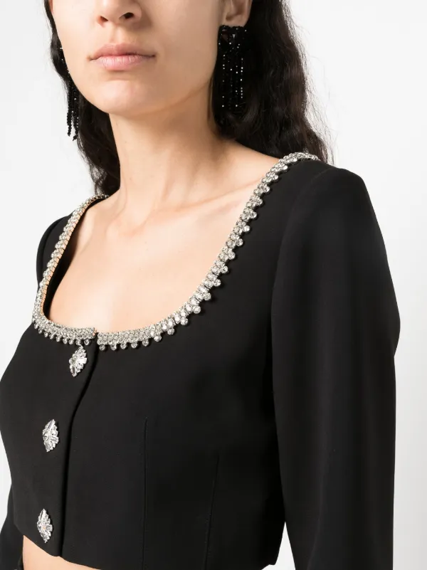 Self-Portrait crystal-embellished Cropped Top | Black | FARFETCH