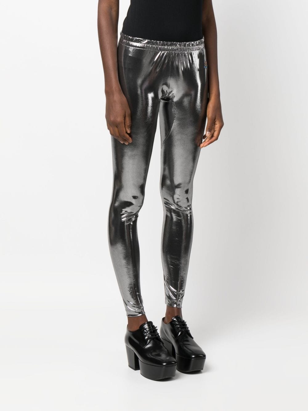 Shop Vivienne Westwood Metallic-effect Leggings In Silver