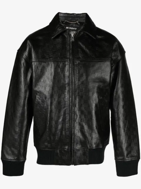 MISBHV veste en cuir à motif monogrammé
