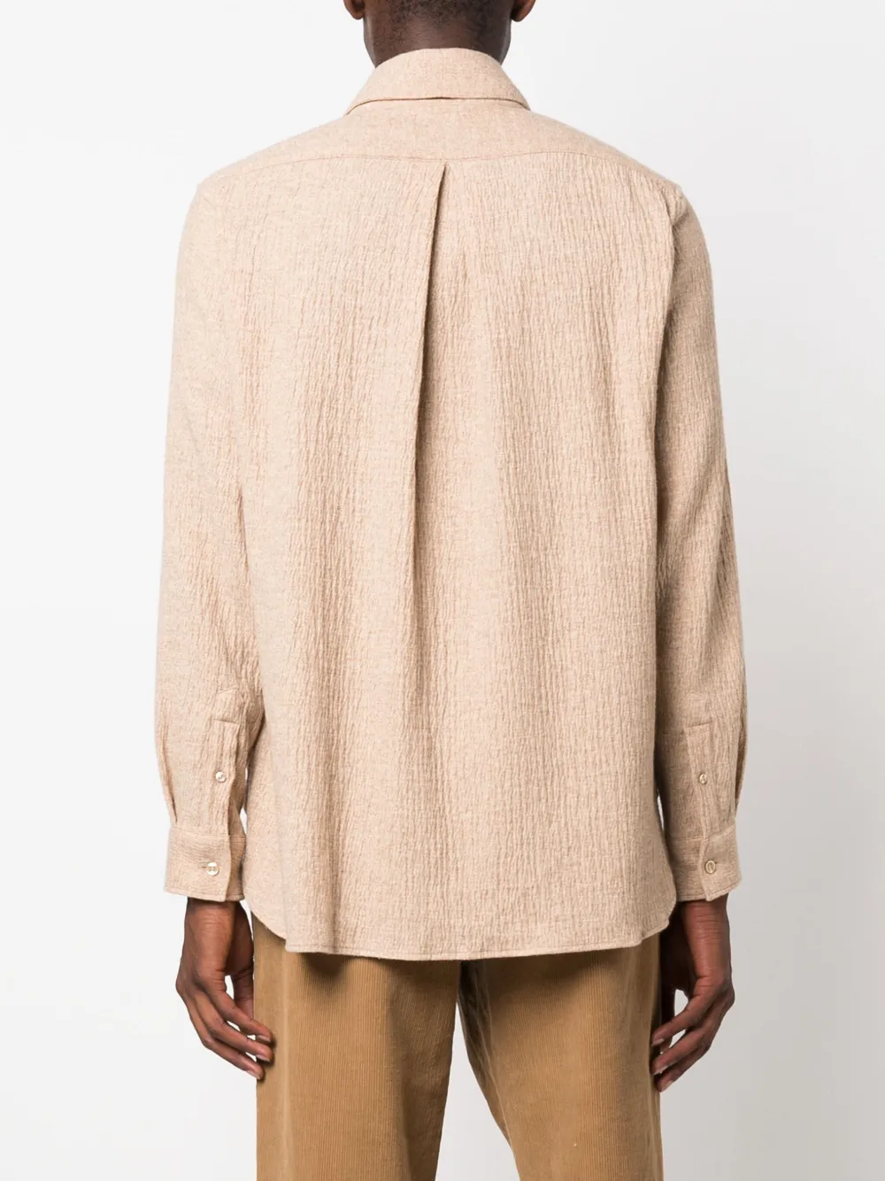 Shop Sunflower Crepe-texture Pointed-collar Shirt In Neutrals