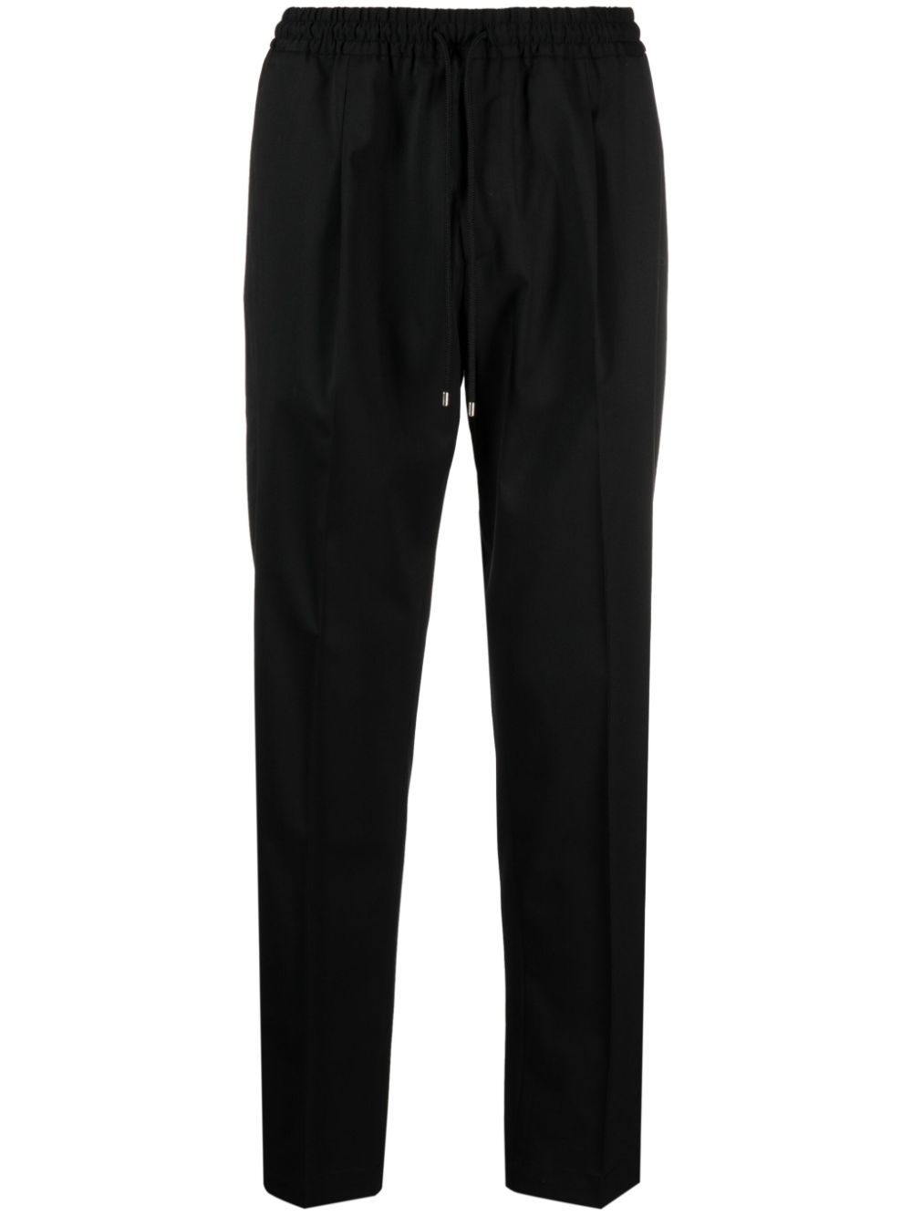 drawstring-waist straight-leg trousers