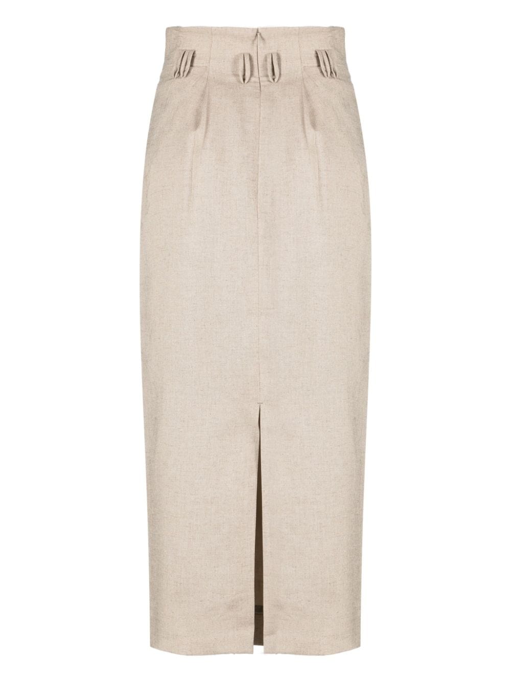 Shop Mame Kurogouchi Pleat-detailing Midi Skirt In Neutrals