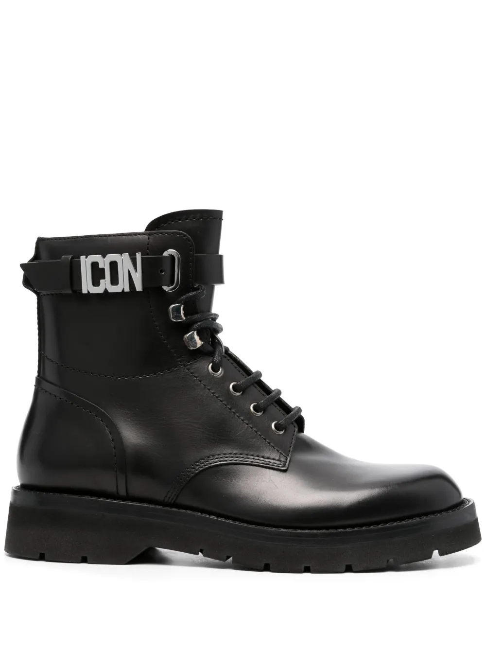 Dsquared2 Icon Leather Combat Boots In Black ModeSens