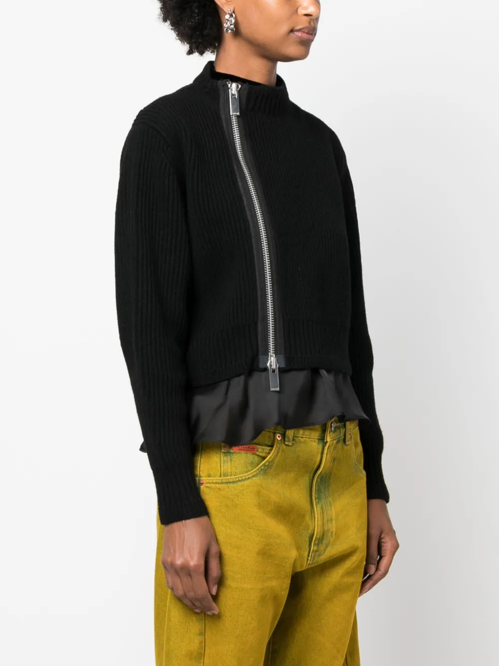 Sacai ジップアップ リブニットセーター - Farfetch