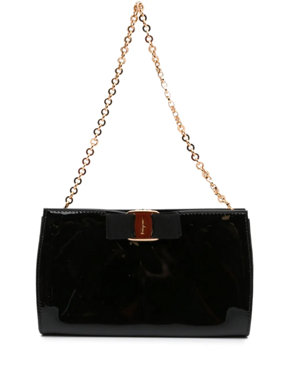 Ferragamo Pre-Owned - Vara patent shoulder bag - women - Leather - One Size - Black