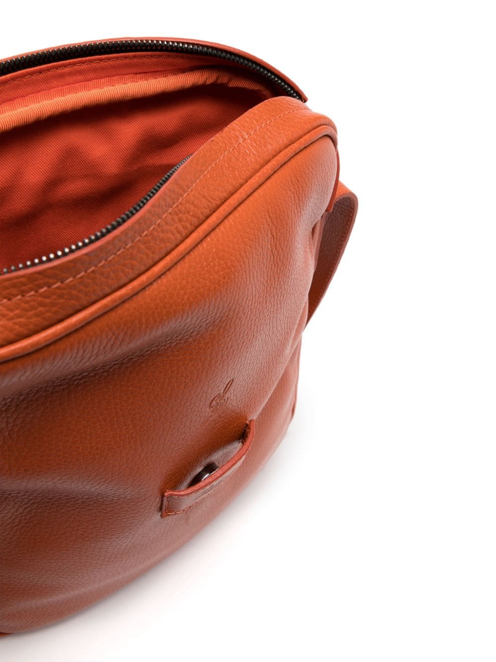 Shop Leathersmith Of London Logo-debossed Leather Shoulder Bag In Orange