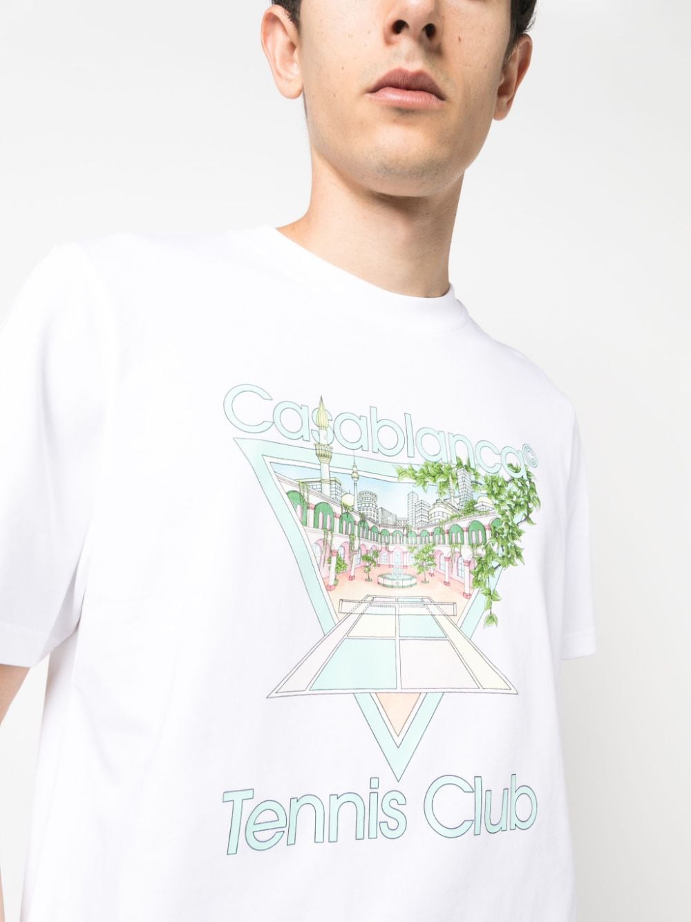 Shop Casablanca Tennis Club Icon Cotton T-shirt In White