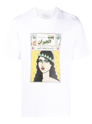 Casablanca La Femme print Organic Cotton T shirt Farfetch