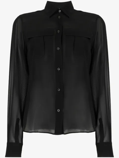 ASPESI semi-sheer construction silk blouse 
