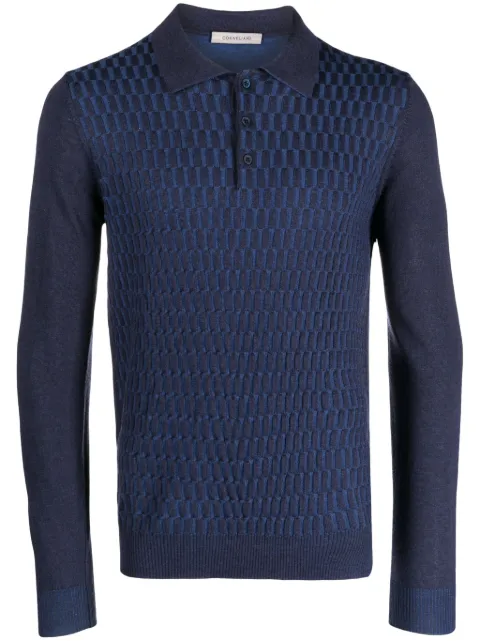 Corneliani patterned intarsia-knit polo shirt