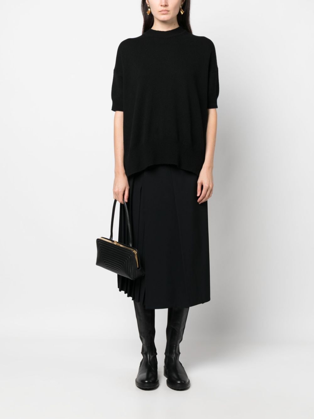 Jil Sander ribbed cashmere knitted top - Zwart