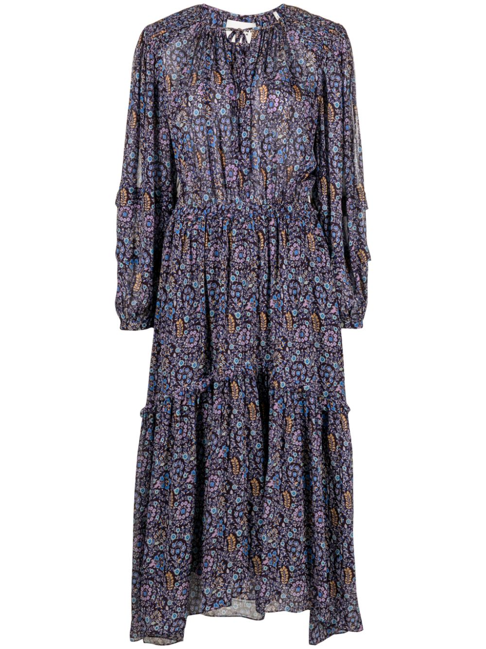 MARANT ÉTOILE floral-print crepe midi dress - Blue