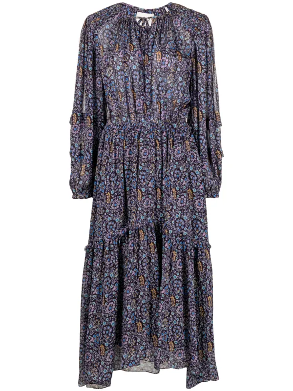 Marant Étoile Naema Floral-print Midi Dress in Blue