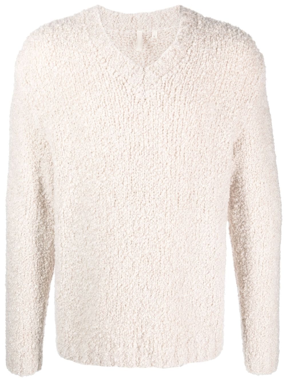 brushed-effect V-neck jumper