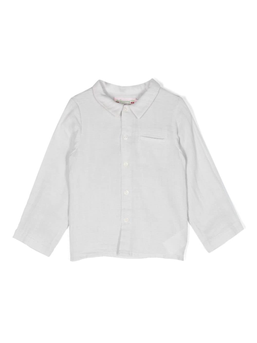 Bonpoint Babies' Chest-pocket Cotton Shirt In Blue