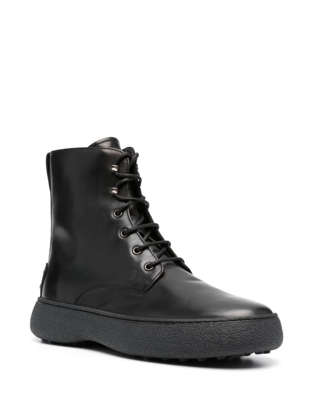 Shop Tod's Montone Lace-up Leather Boots In Black