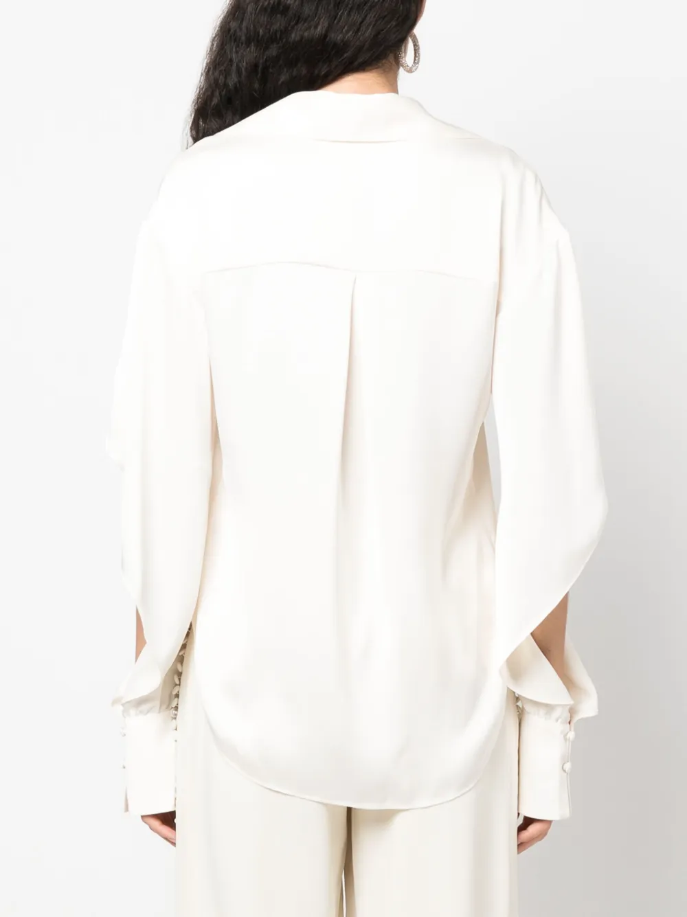 Simkhai V-neck Draped-sleeve Shirt In Neutrals