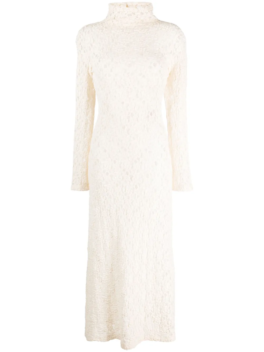 Chlo Roll-neck Lace Maxi Dress In Dusty White | ModeSens
