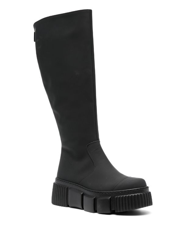 Wet look knee high sale boots