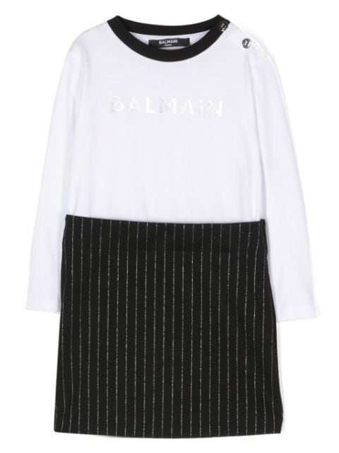 Balmain Kids logo-print long-sleeve dress