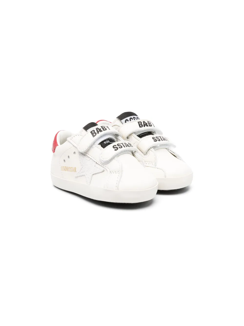 Golden Goose Baby Old School Touch-strap Leather Sneakers In White