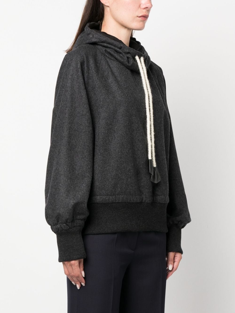 Shop Jil Sander Drawstring-hood Virgin Wool Hoodie In Grey