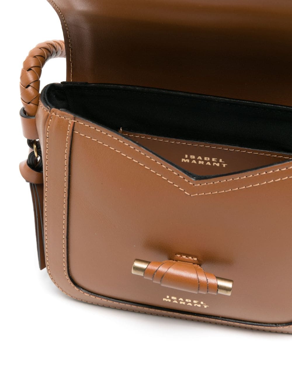 Shop Isabel Marant Vigo Flap Leather Crossbody Bag In Brown