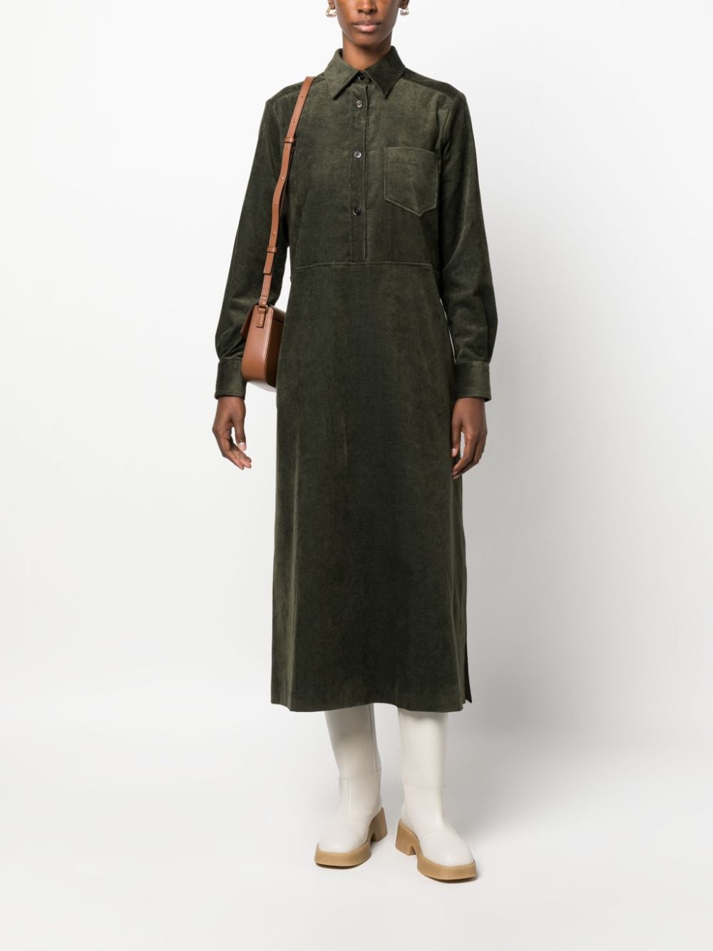 Antonelli corduroy cotton-blend shirtdress - Groen