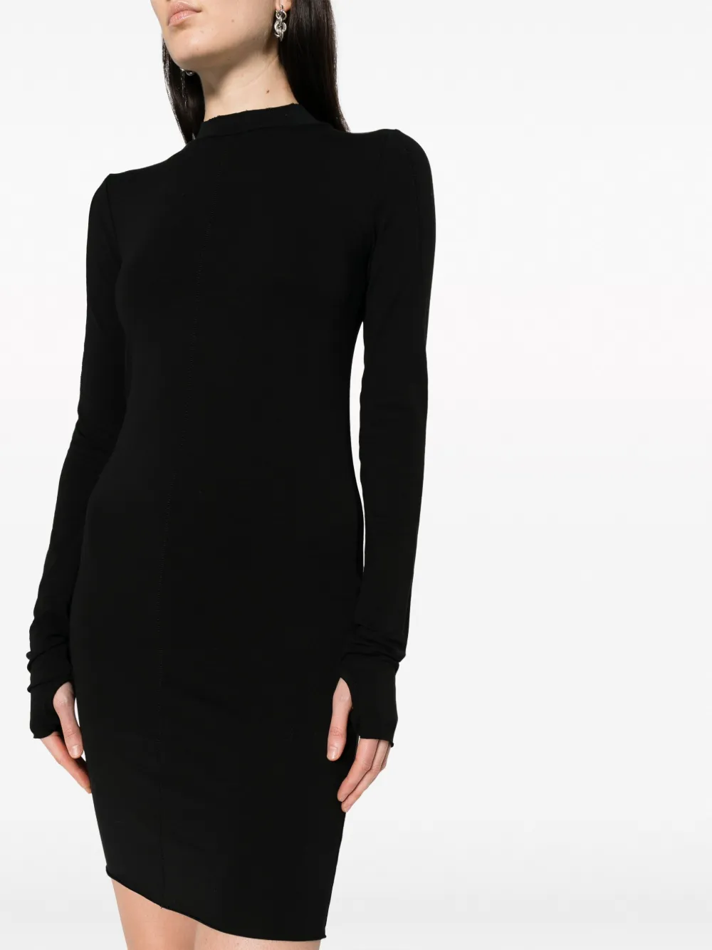 Decorative-Stitching Jersey Minidress