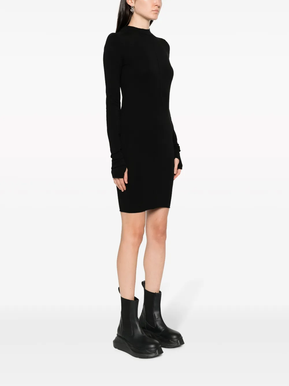 Decorative-Stitching Jersey Minidress