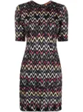 Missoni zigzag-embroidered wool-blend dress - Black