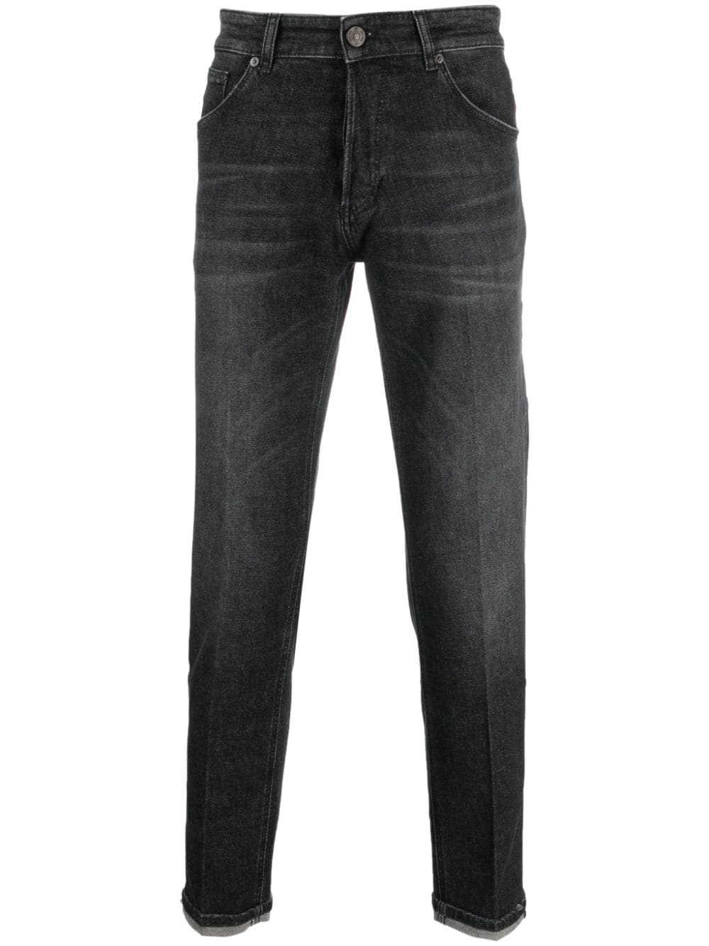 Pt Torino Washed-denim Slim-cut Jeans In Schwarz