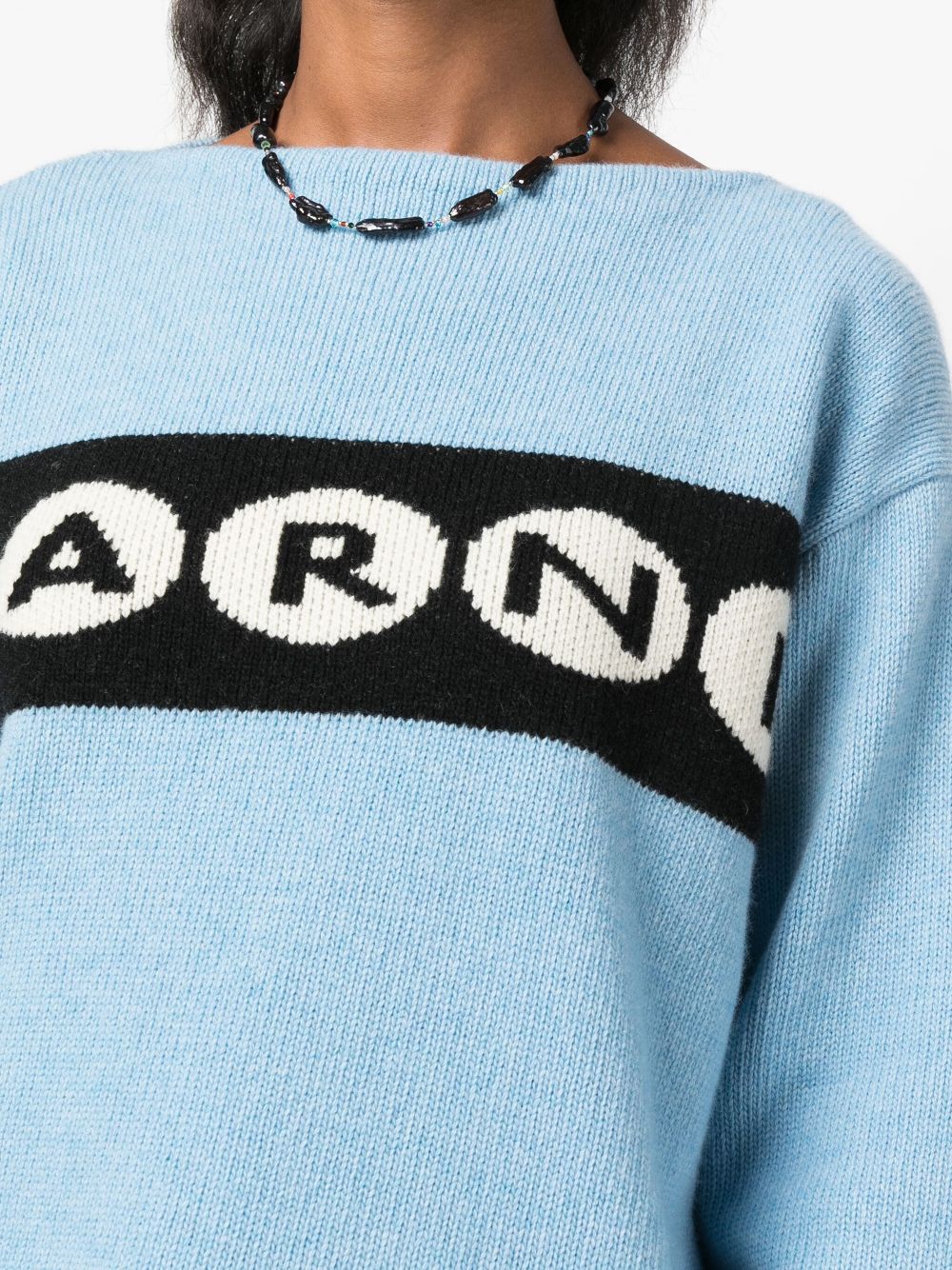 Affordable Marni intarsia-knit logo virgin wool jumper Women