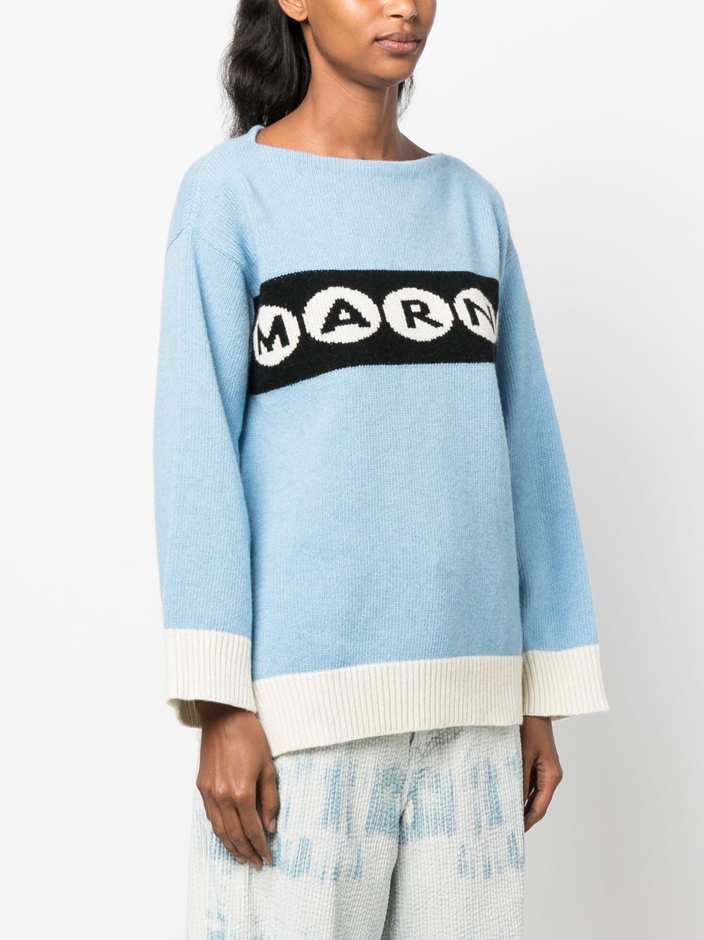 Marni intarsia-knit logo virgin wool jumper Women