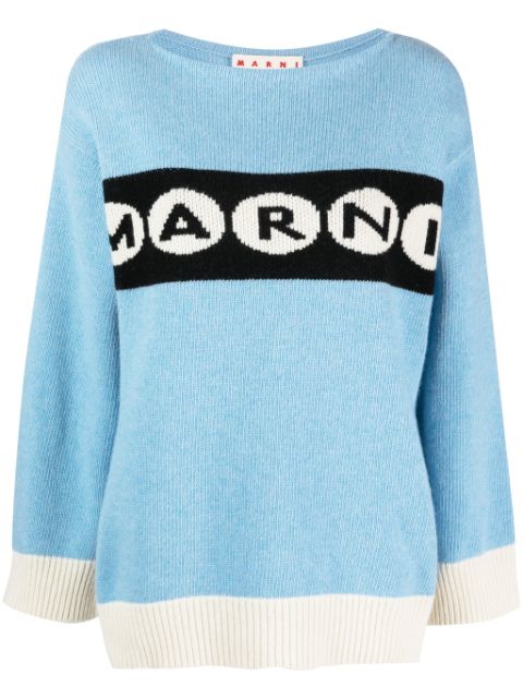 Marni intarsia-knit logo virgin wool jumper Women