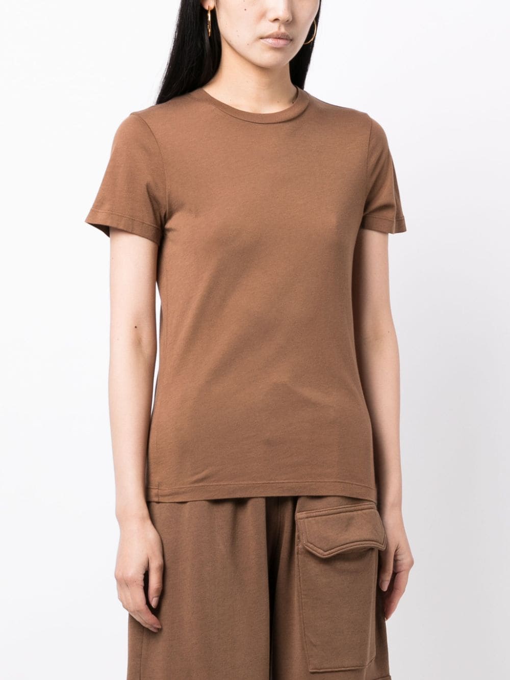 Shop Agolde Annise Micromodal-blend T-shirt In Brown