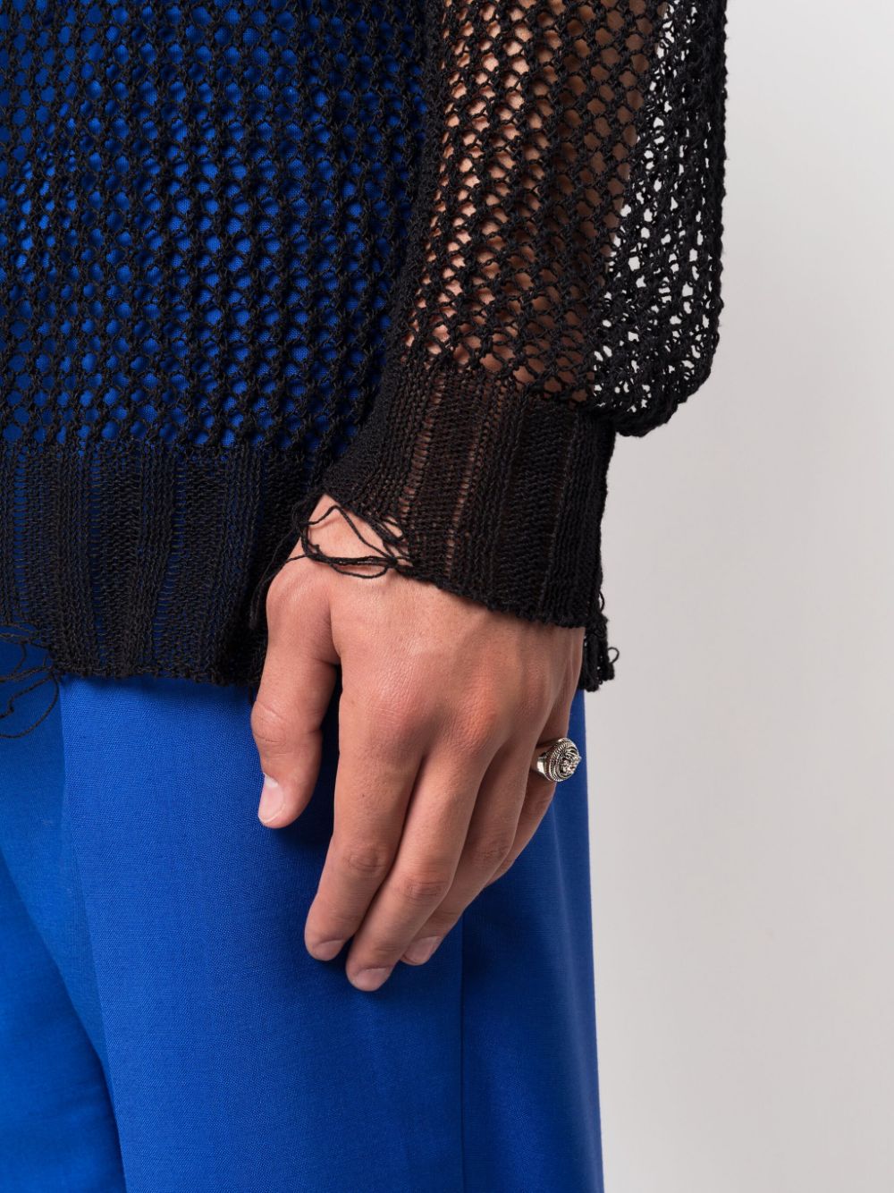 Versace embossed-design signet ring - Zilver