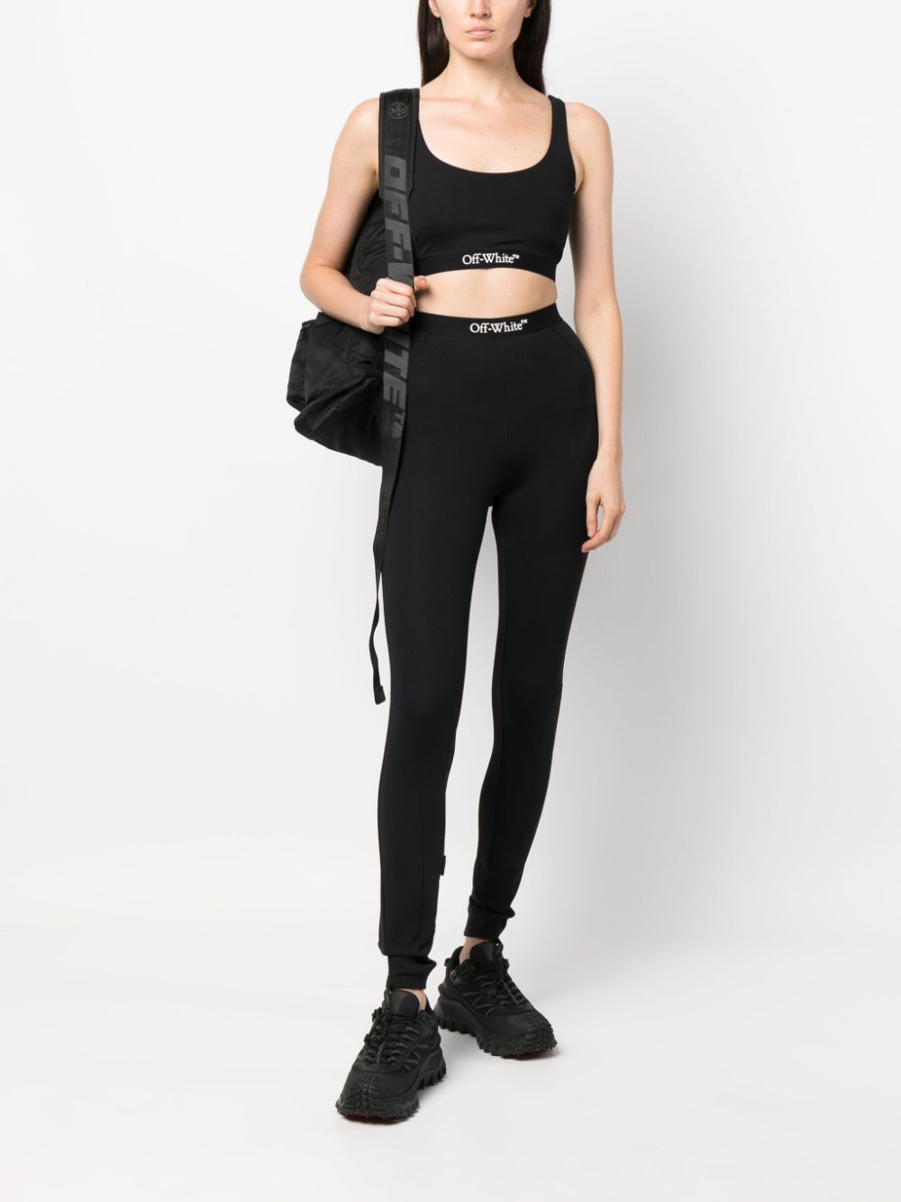 Off-White Legging met logoband - Zwart