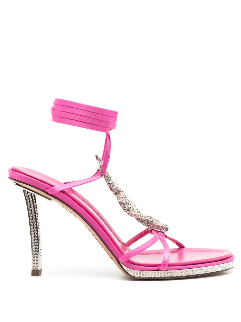Valentino Garavani 110mm Crystal-embellished Leather Sandals In Pink