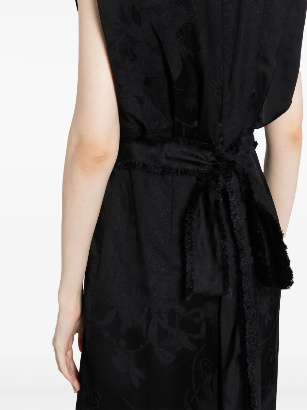 Huishan Zhang Zinnia Floral-jacquard Sleeveless Silk Gown In Black