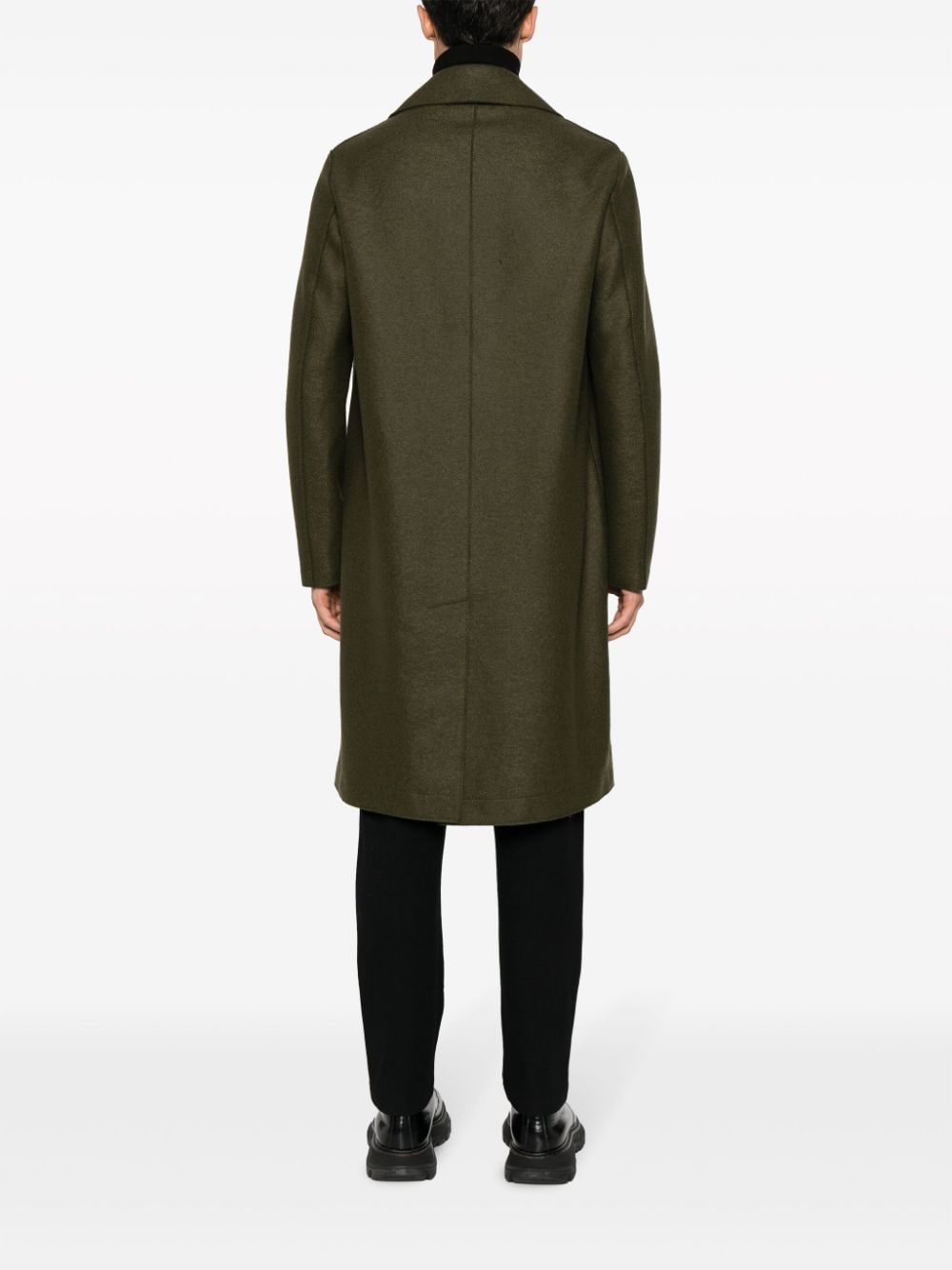Shop Harris Wharf London Double-breasted Tailored Coat In 绿色