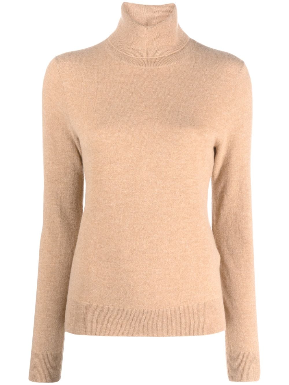 Polo Ralph Lauren Women's Fitted Cashmere Turtleneck Sweater Collection Camel Melange