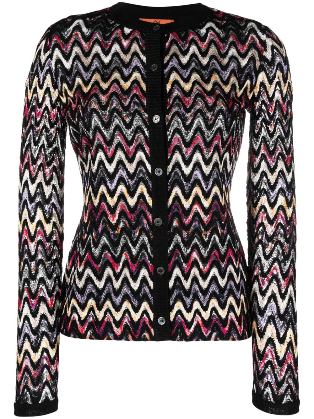 zigzag-embroidered wool-blend cardigan