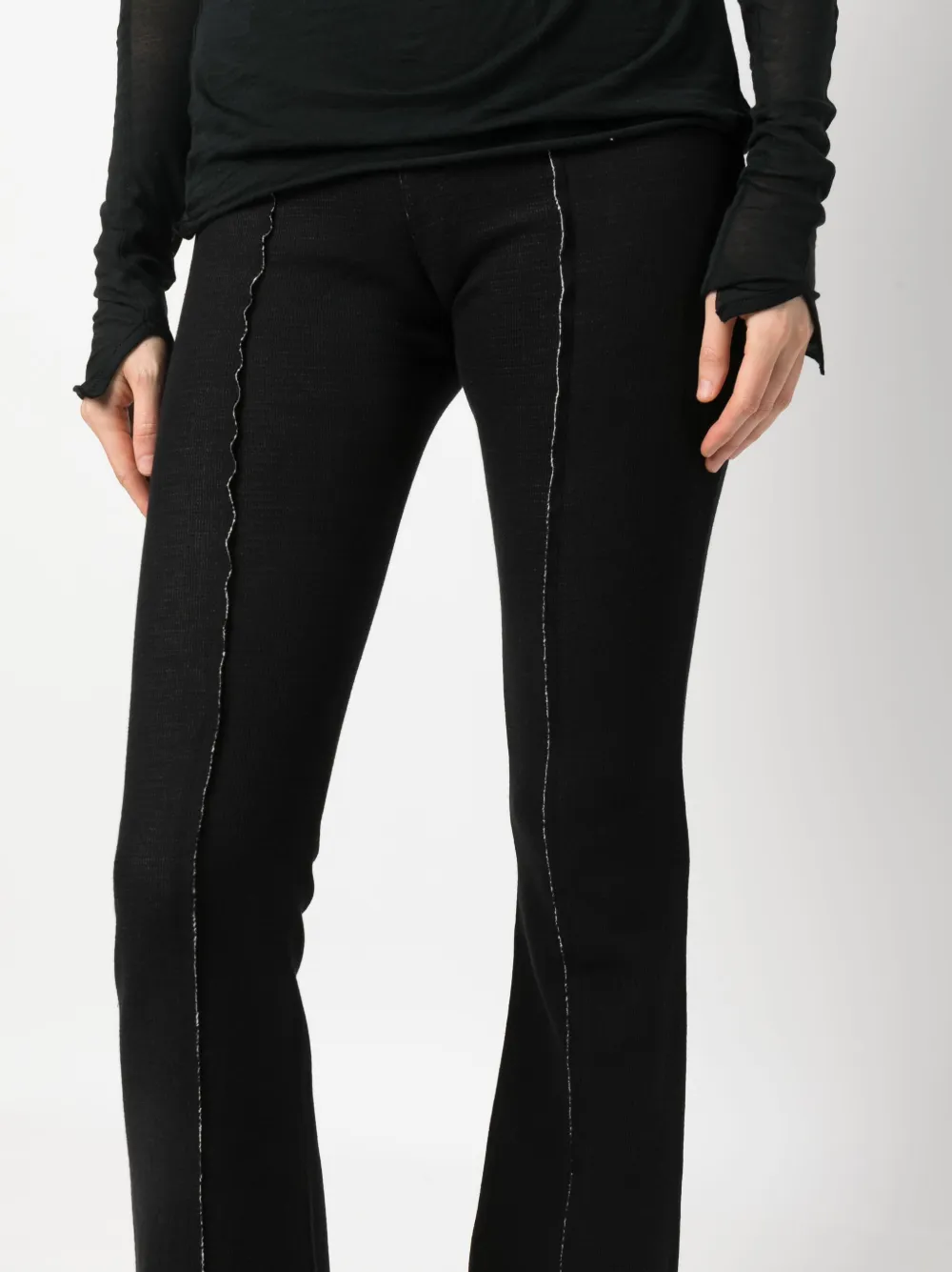 Shop Thom Krom Exposed-seam Flared Trousers In Schwarz