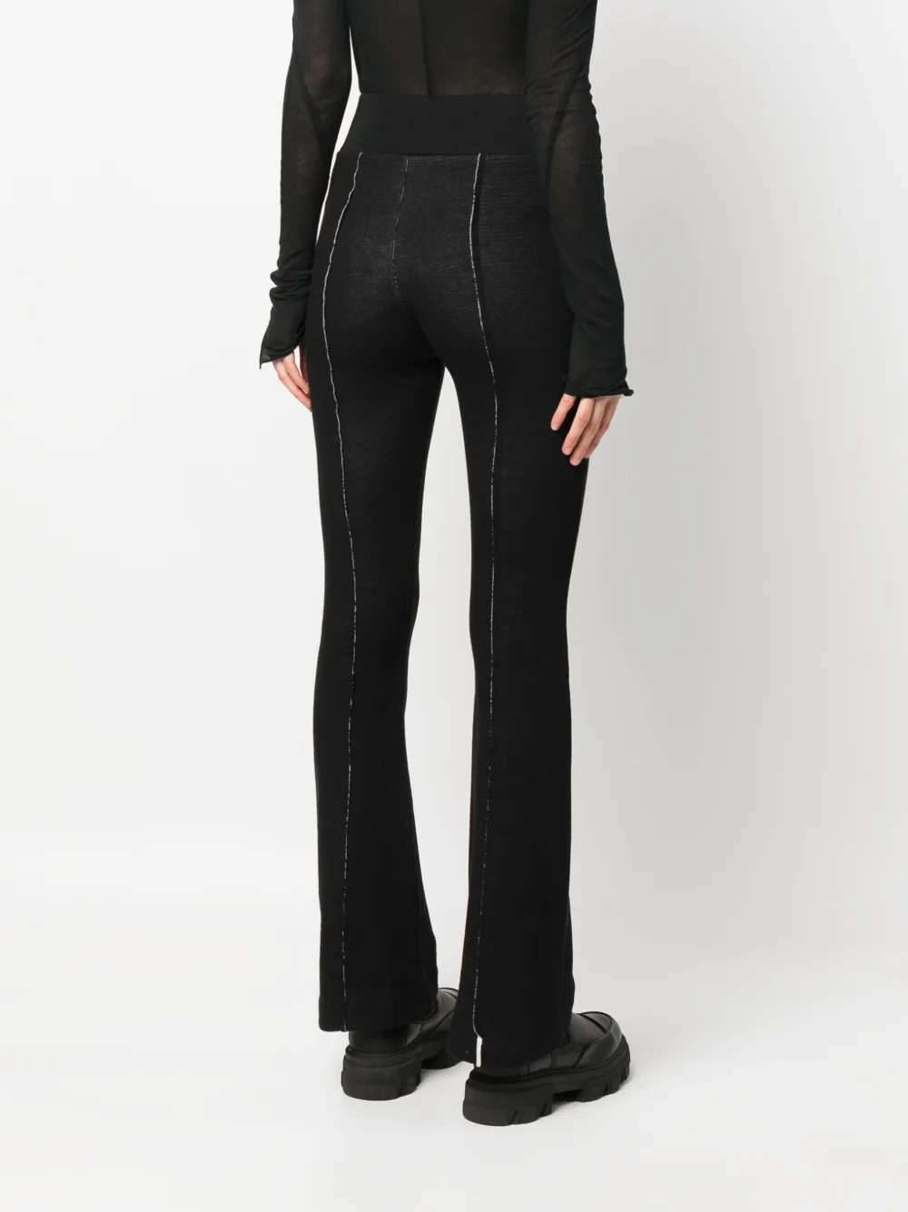 Shop Thom Krom Exposed-seam Flared Trousers In Schwarz