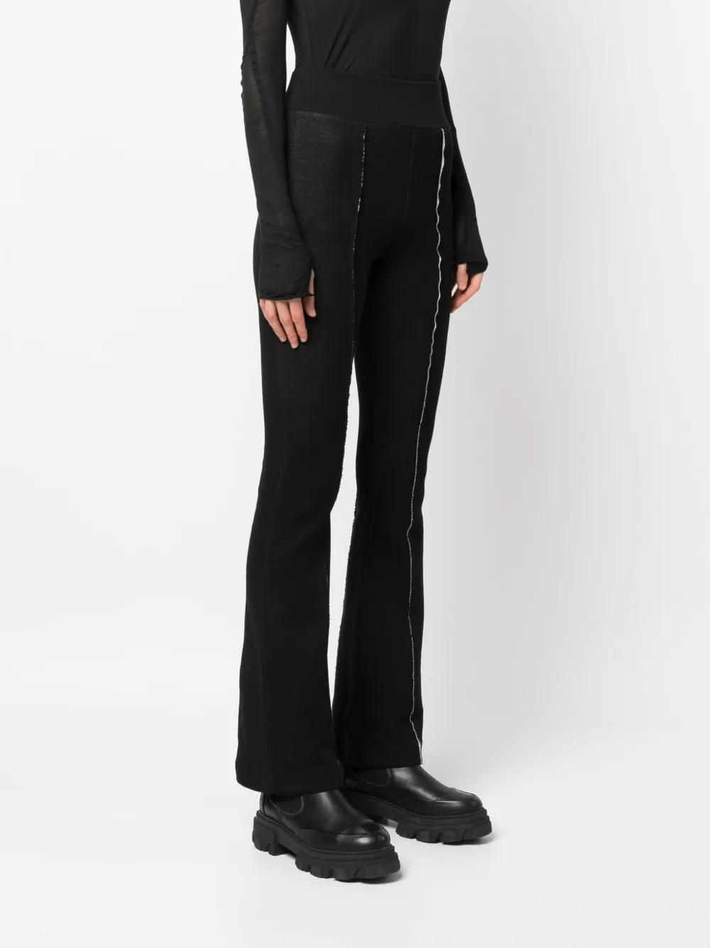 Shop Thom Krom Exposed-seam Flared Trousers In Schwarz