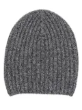 Barrie mélange-effect ribbed-knit cashmere beanie - Blue