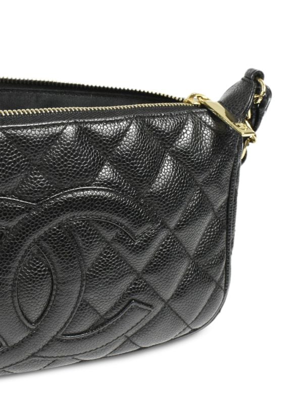 Chanel Black Quilted Caviar Leather CC Phone Pouch Chanel