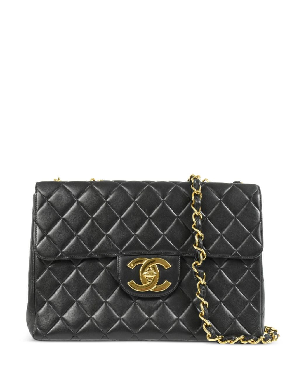 Pre-owned Chanel 1997 Jumbo Classic Flap Shoulder Bag In Black